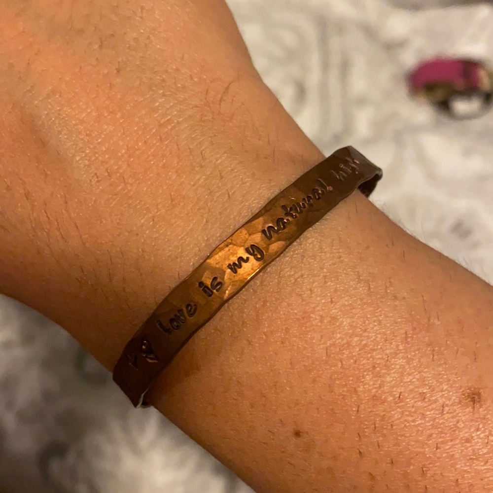Love is my natural high brass adjustable bracelet